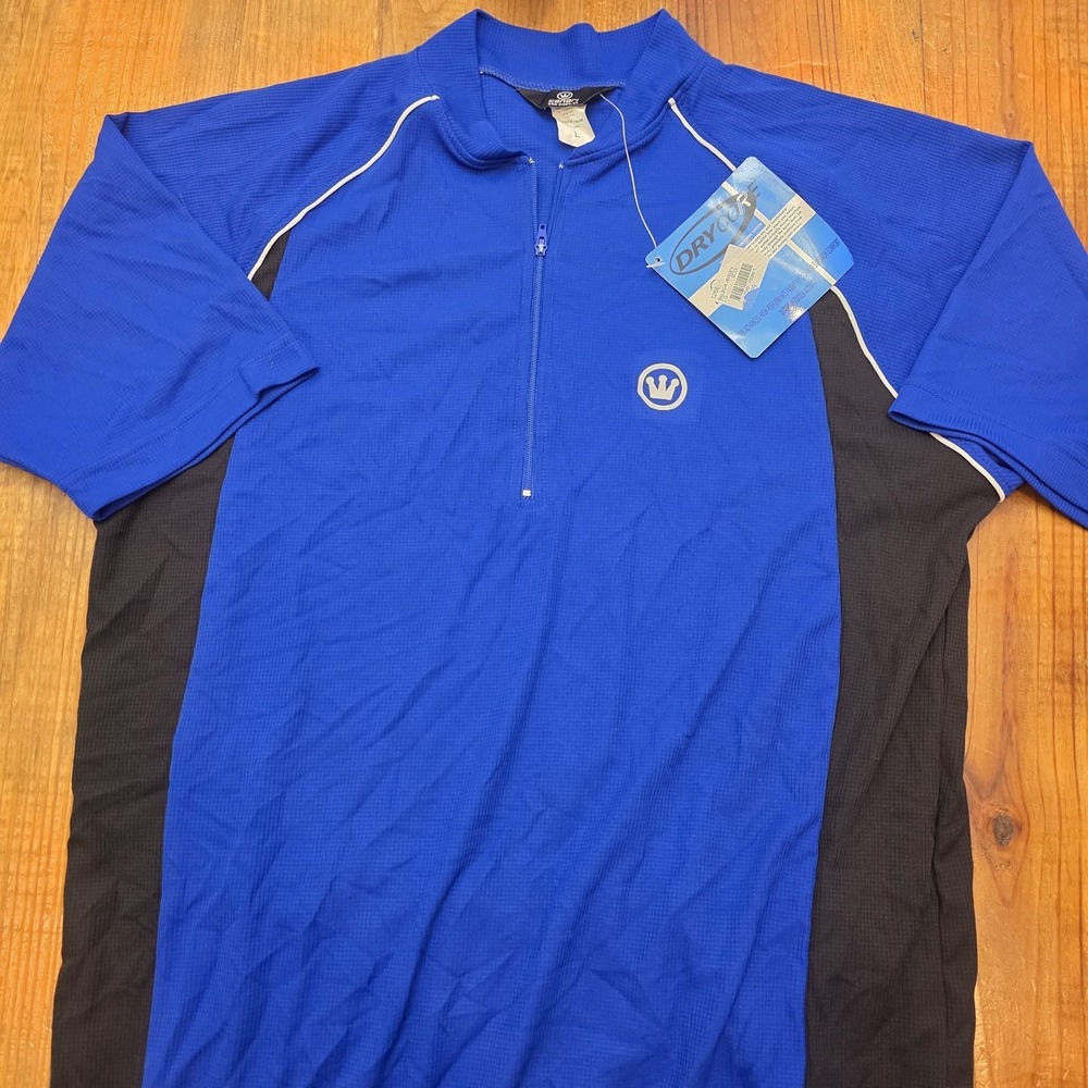 Canari Men's Blue Black Short Sleeve Back Pockets Cycling Jersey - L